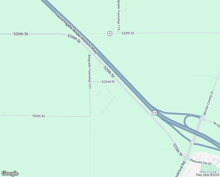 map of restaurants, bars, coffee shops, grocery stores, and more near 40700 522nd Street in North Mankato