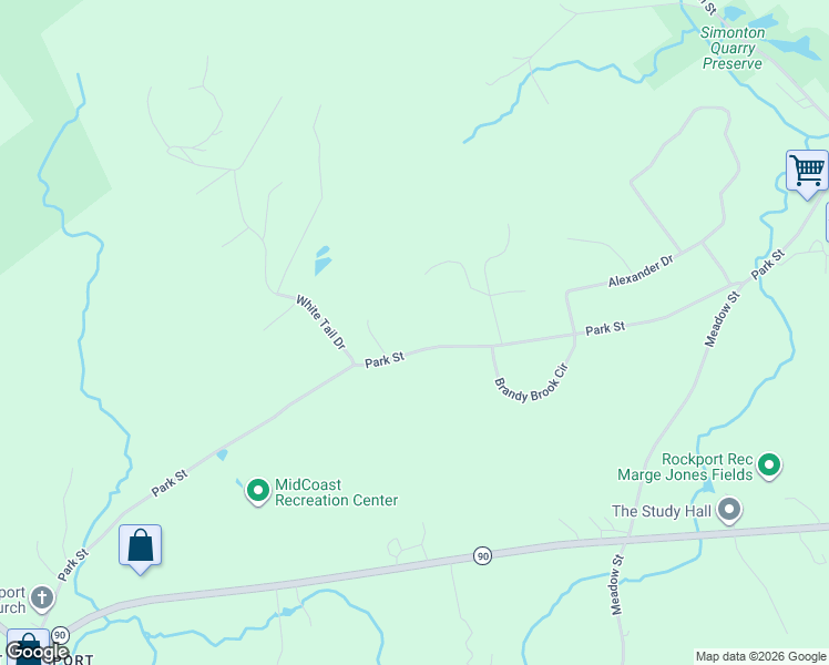 map of restaurants, bars, coffee shops, grocery stores, and more near 34 Westwood Road in Rockport