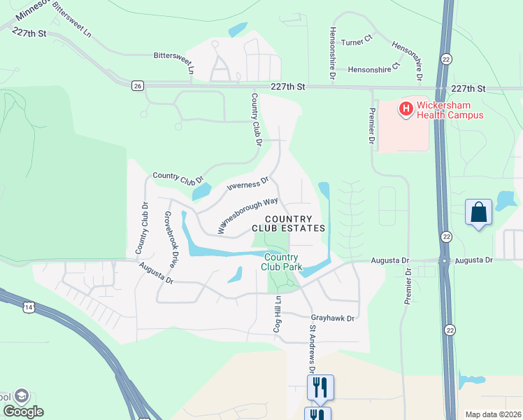 map of restaurants, bars, coffee shops, grocery stores, and more near 1000 Saint Andrews Drive in Mankato
