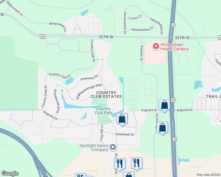 map of restaurants, bars, coffee shops, grocery stores, and more near 100 Bay Hill Court in Mankato