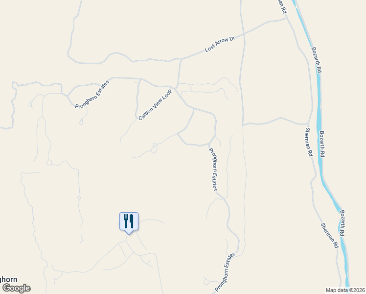 map of restaurants, bars, coffee shops, grocery stores, and more near 23097 Watercourse Way in Bend