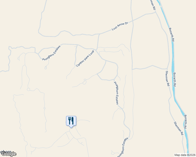 map of restaurants, bars, coffee shops, grocery stores, and more near 23097 Watercourse Way in Bend