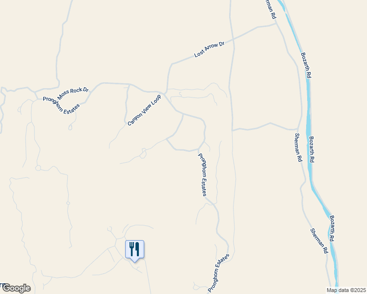 map of restaurants, bars, coffee shops, grocery stores, and more near 23128 Watercourse Way in Bend