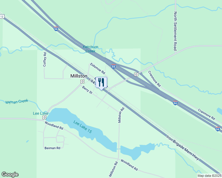 map of restaurants, bars, coffee shops, grocery stores, and more near in Millston