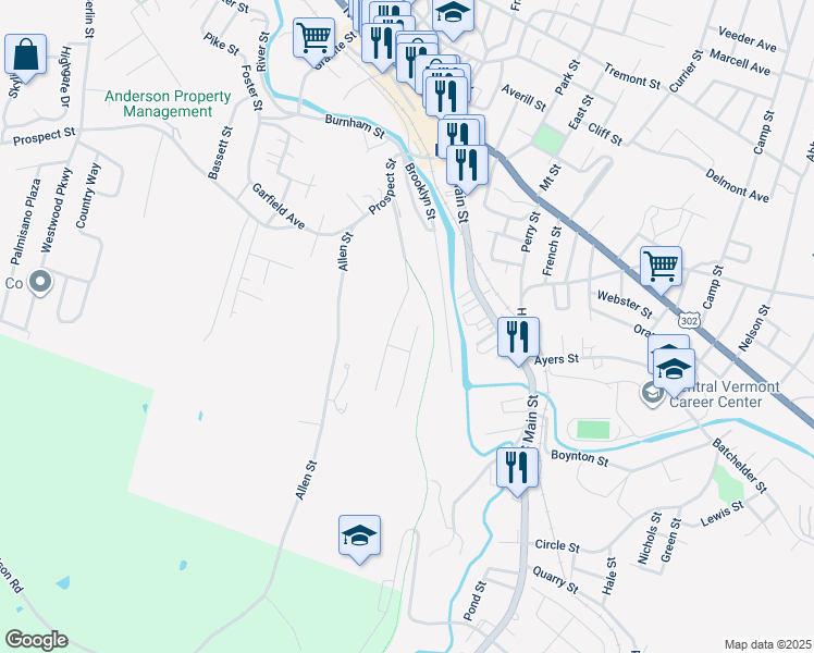 map of restaurants, bars, coffee shops, grocery stores, and more near 171 Fairview Street in Barre