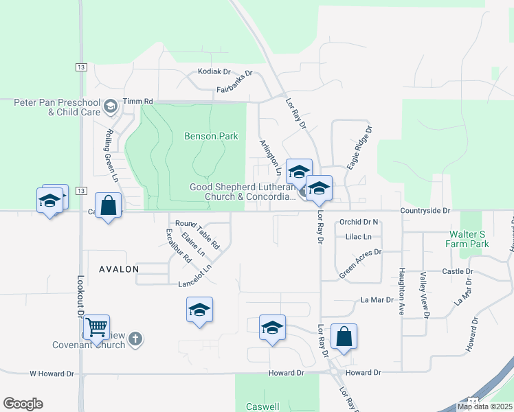 map of restaurants, bars, coffee shops, grocery stores, and more near 2100 Arlington Trail in North Mankato