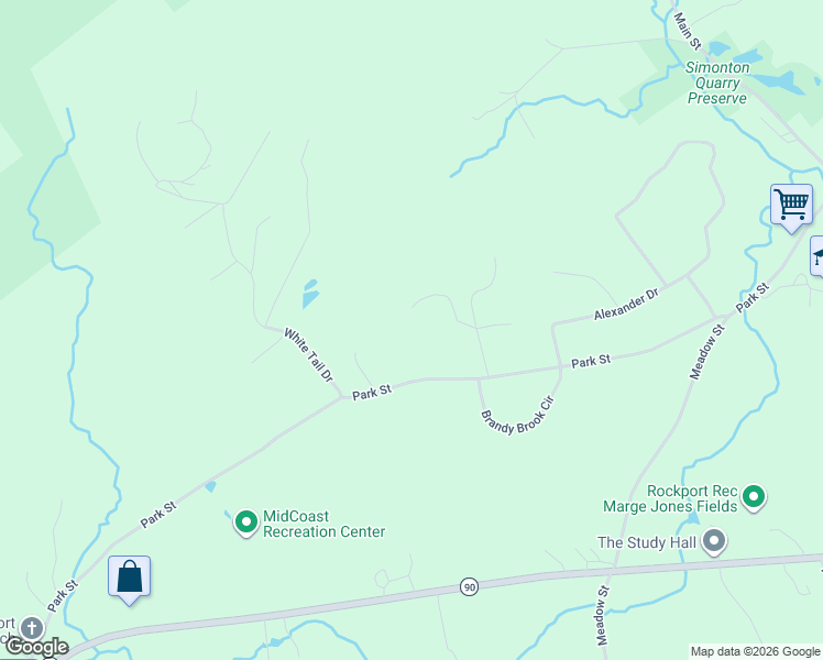 map of restaurants, bars, coffee shops, grocery stores, and more near 34 Westwood Road in Rockport