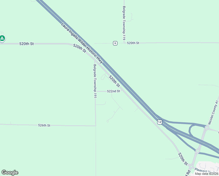 map of restaurants, bars, coffee shops, grocery stores, and more near 40700 522nd Street in North Mankato