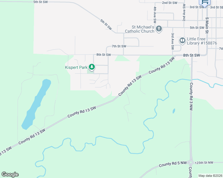 map of restaurants, bars, coffee shops, grocery stores, and more near 611 13 Southwest in Pine Island