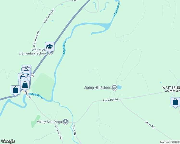 map of restaurants, bars, coffee shops, grocery stores, and more near 366 Cassius Ridge Road in Waitsfield