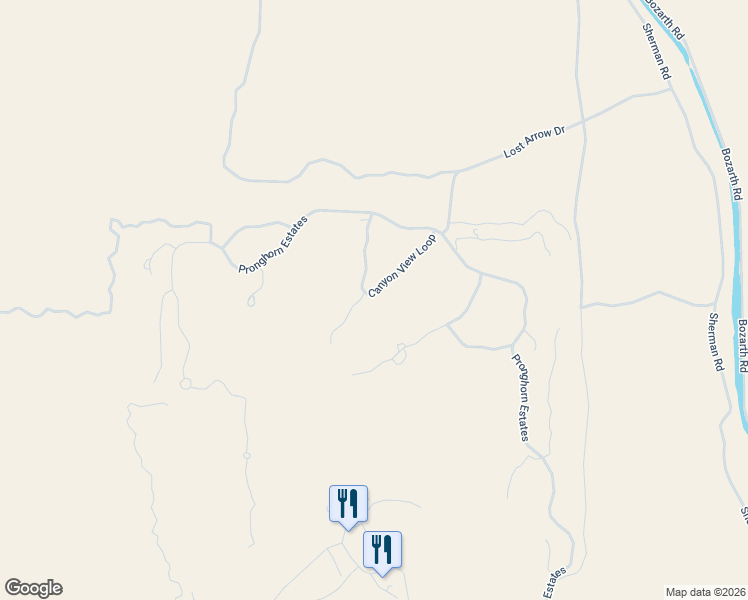 map of restaurants, bars, coffee shops, grocery stores, and more near 23013 Canyon View Loop in Bend