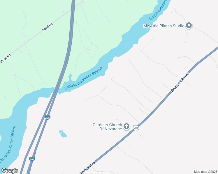 map of restaurants, bars, coffee shops, grocery stores, and more near 10 Streamside Lane in Gardiner
