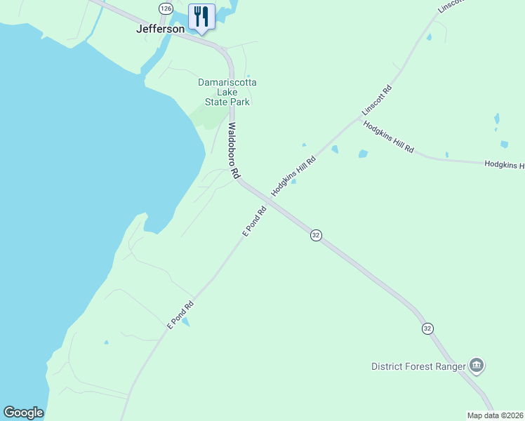 map of restaurants, bars, coffee shops, grocery stores, and more near 365 East Pond Road in Jefferson