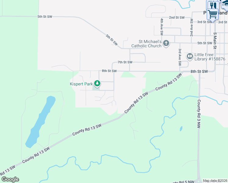 map of restaurants, bars, coffee shops, grocery stores, and more near 1001 7th Avenue Southwest in Pine Island