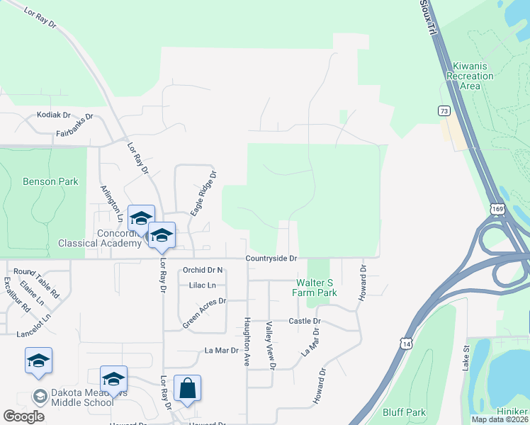 map of restaurants, bars, coffee shops, grocery stores, and more near 1665 Countryside Drive in North Mankato