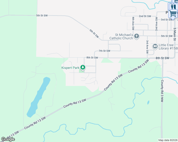 map of restaurants, bars, coffee shops, grocery stores, and more near 822 Alexis Court Southwest in Pine Island