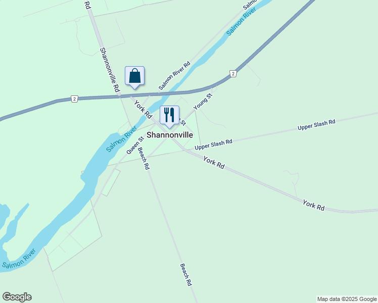 map of restaurants, bars, coffee shops, grocery stores, and more near York Road in Shannonville