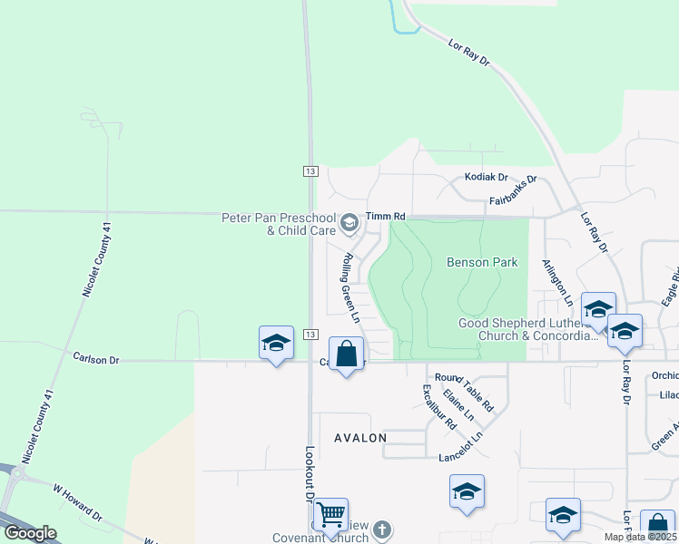 map of restaurants, bars, coffee shops, grocery stores, and more near 2163 Rolling Green Lane in North Mankato