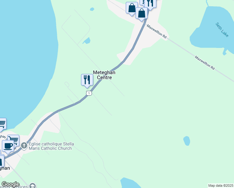 map of restaurants, bars, coffee shops, grocery stores, and more near 180 John Thibodeau Road in Meteghan Centre