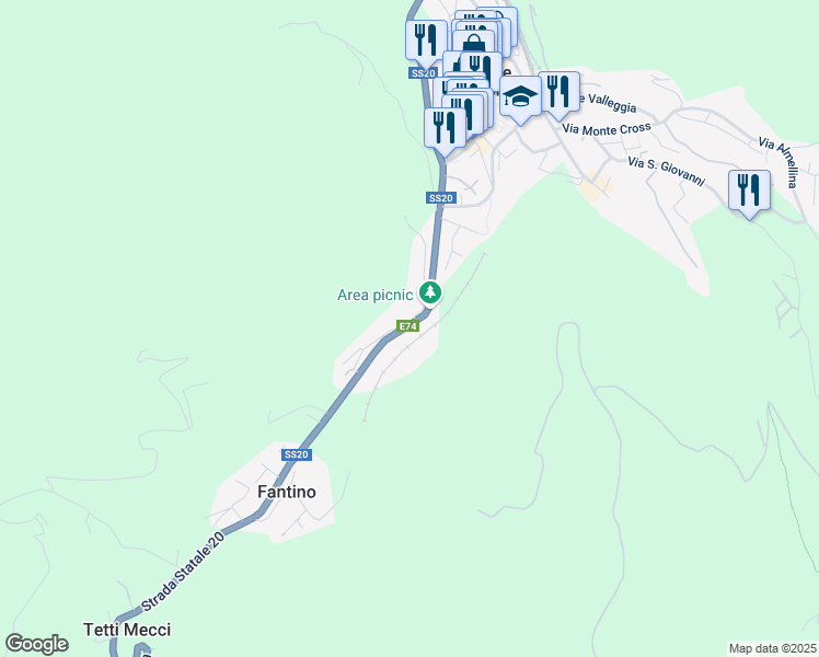 map of restaurants, bars, coffee shops, grocery stores, and more near 43 Corso Nizza in Limone Piemonte