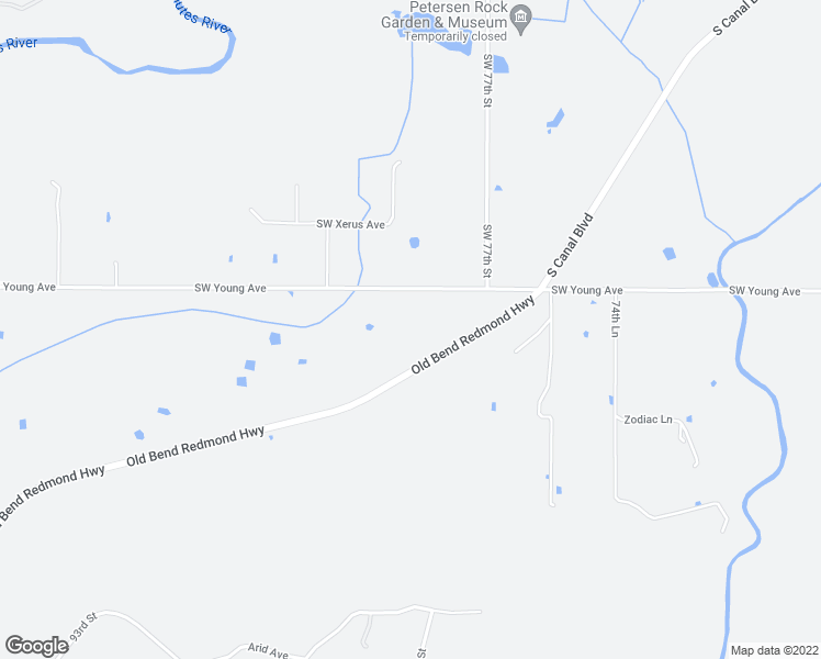 map of restaurants, bars, coffee shops, grocery stores, and more near 21115 Southwest Young Avenue in Bend