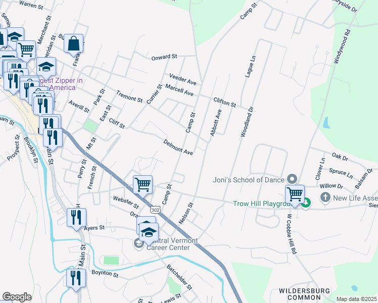map of restaurants, bars, coffee shops, grocery stores, and more near 20 Delmont Avenue in Barre