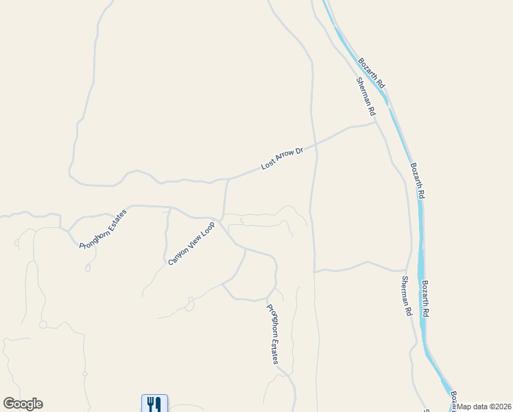 map of restaurants, bars, coffee shops, grocery stores, and more near 23126 Switchback Court in Bend