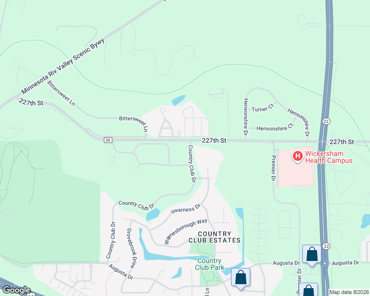 map of restaurants, bars, coffee shops, grocery stores, and more near 208 Country Club Drive in Mankato