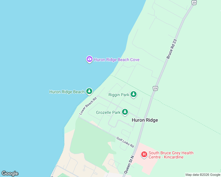 map of restaurants, bars, coffee shops, grocery stores, and more near 13 Macgregor Beach Road in Kincardine