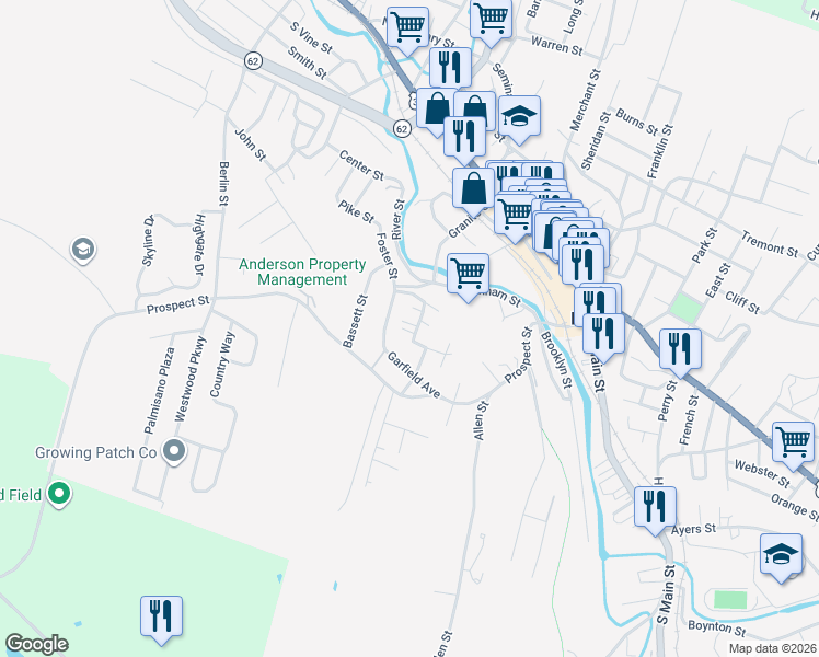 map of restaurants, bars, coffee shops, grocery stores, and more near 9 Grant Avenue in Barre