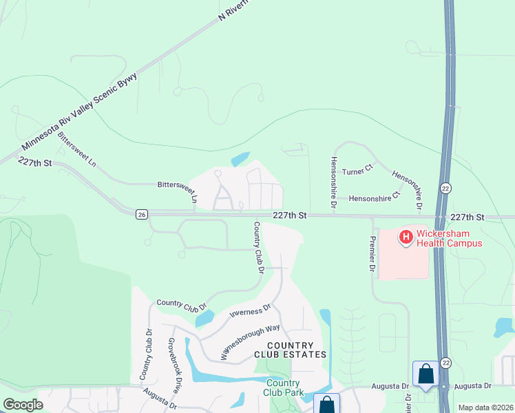 map of restaurants, bars, coffee shops, grocery stores, and more near 208 Country Club Drive in Mankato
