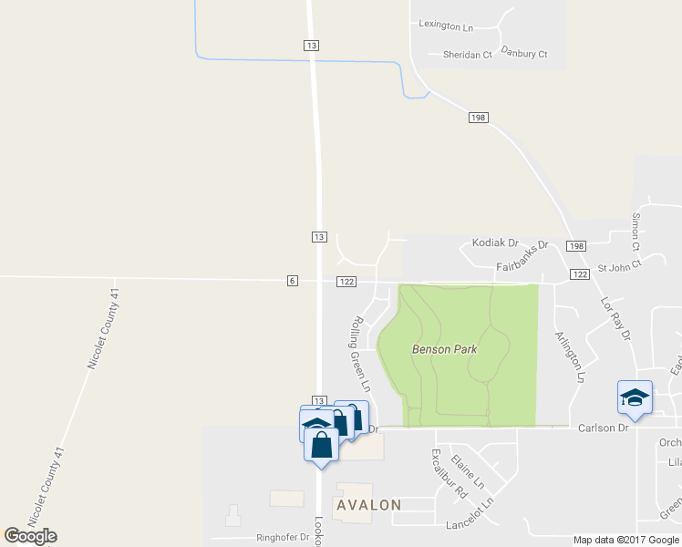 map of restaurants, bars, coffee shops, grocery stores, and more near 13 Rolling Green Court in North Mankato