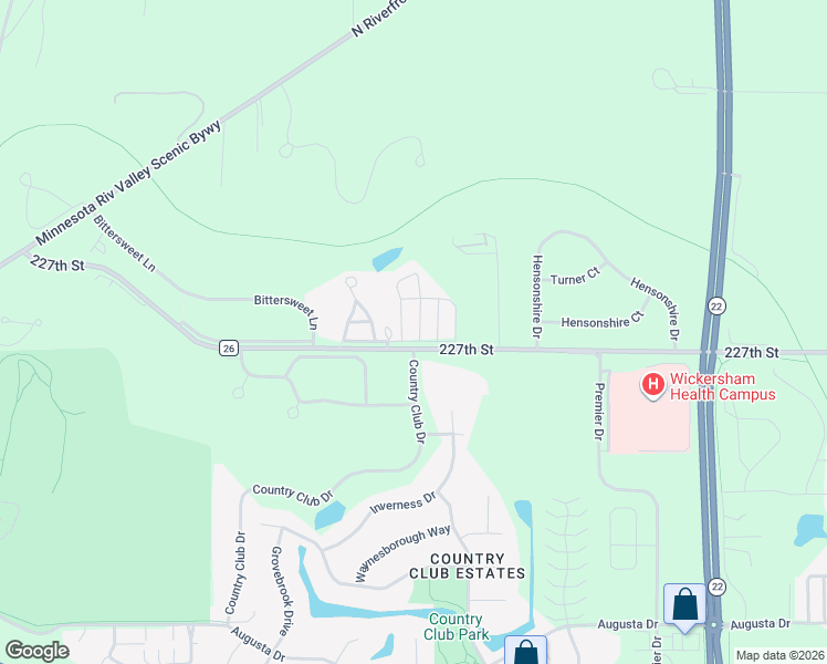 map of restaurants, bars, coffee shops, grocery stores, and more near 208 Country Club Drive in Mankato