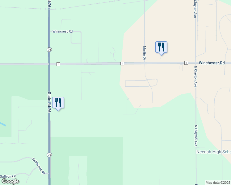 map of restaurants, bars, coffee shops, grocery stores, and more near 2715 County Road II in Neenah