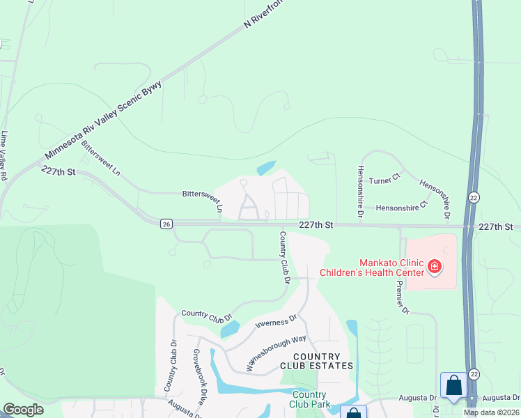 map of restaurants, bars, coffee shops, grocery stores, and more near 71 Knoll Lane in Mankato