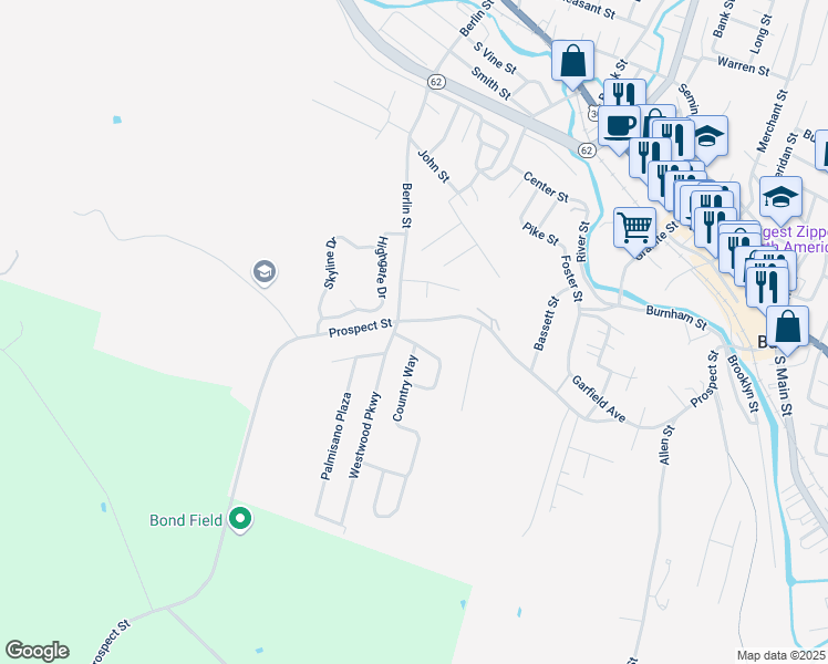 map of restaurants, bars, coffee shops, grocery stores, and more near 188 Berlin Street in Barre