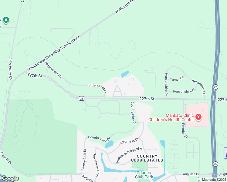 map of restaurants, bars, coffee shops, grocery stores, and more near 240 Bittersweet Lane in Mankato