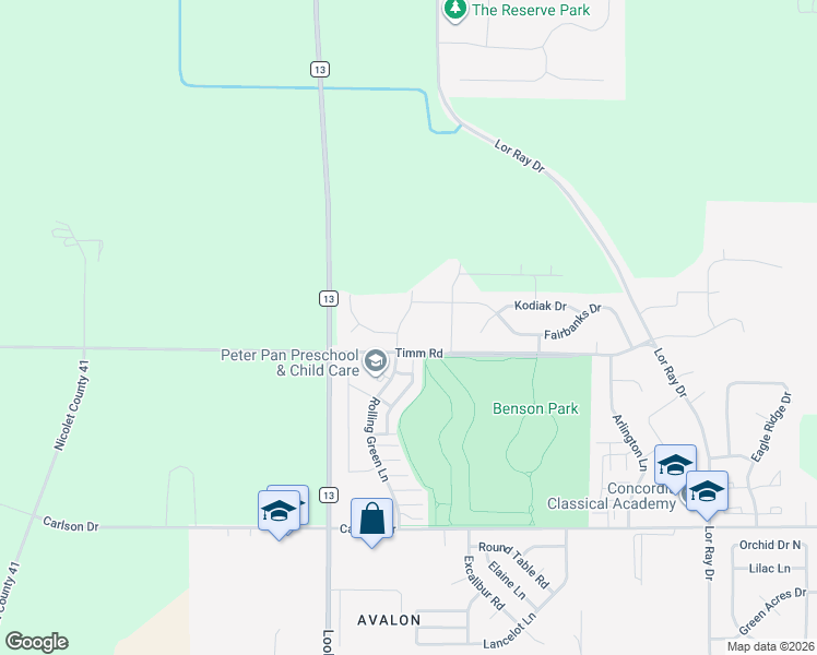 map of restaurants, bars, coffee shops, grocery stores, and more near 2204 Rolling Green Lane in Mankato