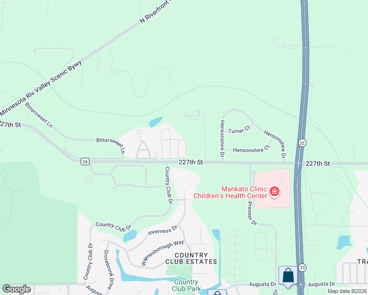 map of restaurants, bars, coffee shops, grocery stores, and more near 302 Oak Lane in Mankato