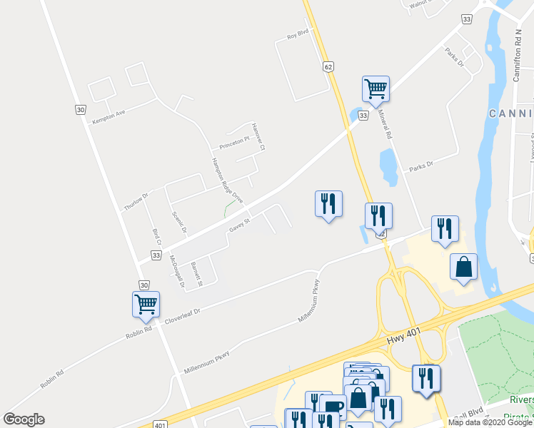 map of restaurants, bars, coffee shops, grocery stores, and more near 80 Gavey Street in Belleville