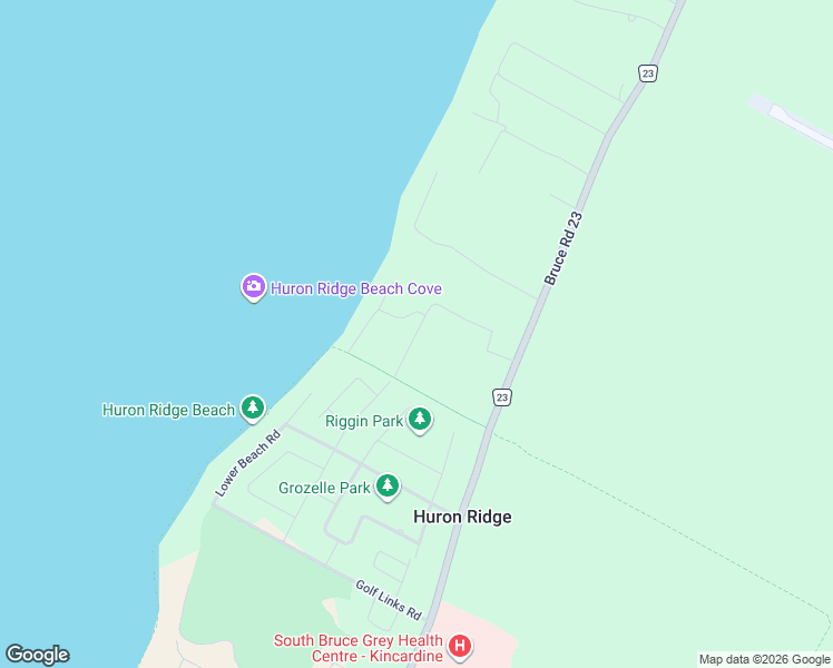 map of restaurants, bars, coffee shops, grocery stores, and more near 119 Inverness Street North in Bruce County