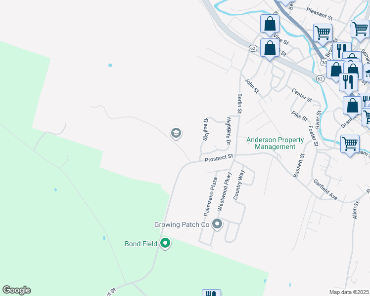 map of restaurants, bars, coffee shops, grocery stores, and more near 31 Bailey Street in Barre