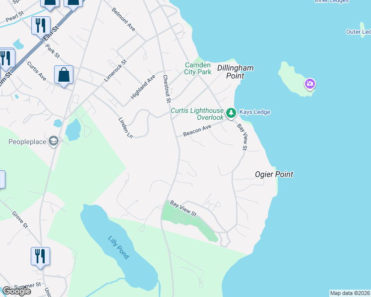 map of restaurants, bars, coffee shops, grocery stores, and more near 153 Chestnut Street in Camden