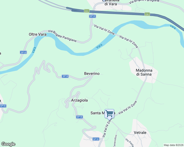 map of restaurants, bars, coffee shops, grocery stores, and more near in Beverino