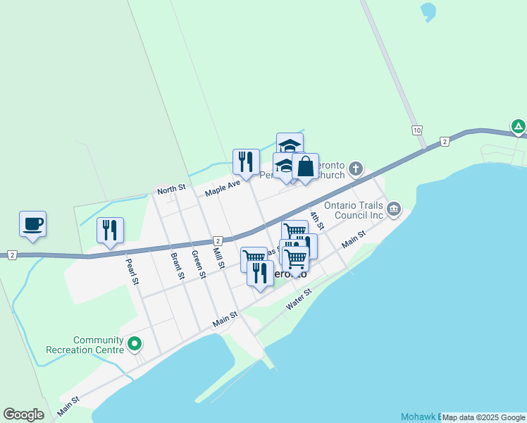 map of restaurants, bars, coffee shops, grocery stores, and more near 170 Centre Street in Deseronto