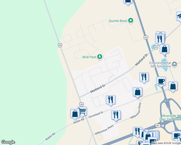 map of restaurants, bars, coffee shops, grocery stores, and more near 27 Scenic Drive in Belleville