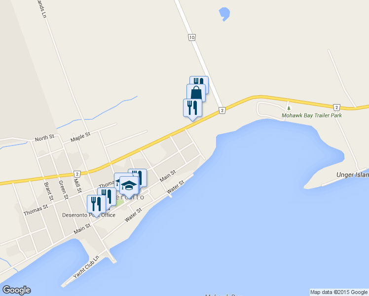 map of restaurants, bars, coffee shops, grocery stores, and more near 472 Thomas St in Deseronto