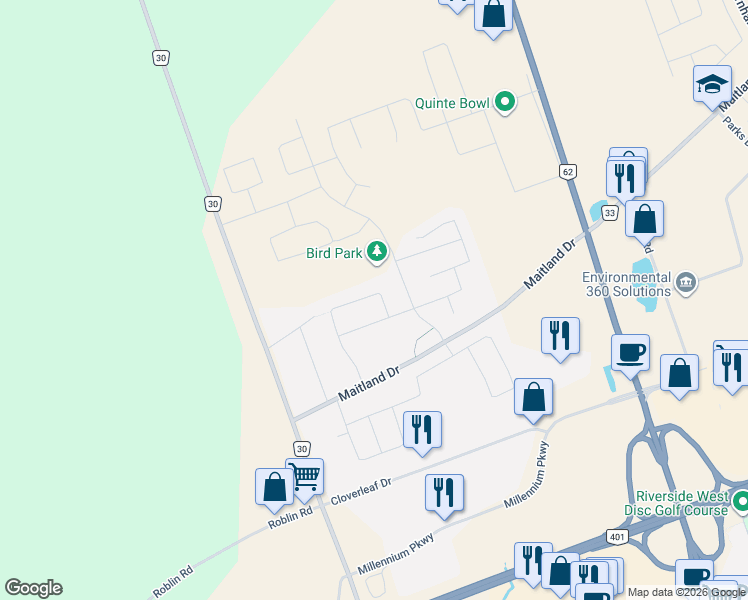 map of restaurants, bars, coffee shops, grocery stores, and more near 63 Scenic Drive in Belleville