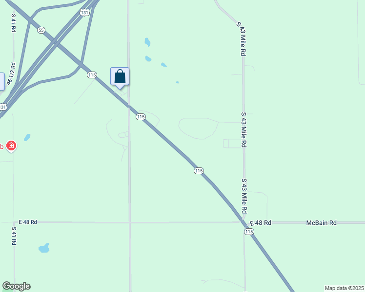 map of restaurants, bars, coffee shops, grocery stores, and more near Scenic Woods Drive in Cadillac