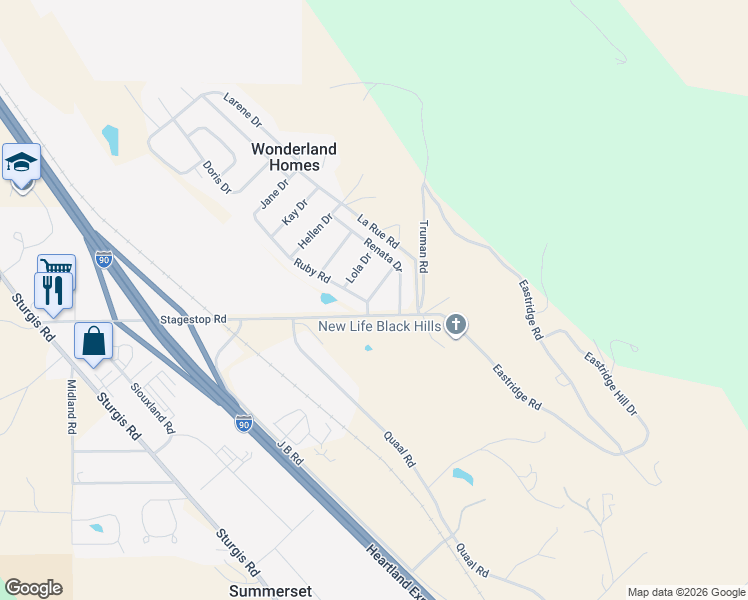 map of restaurants, bars, coffee shops, grocery stores, and more near 7207 Diann Drive in Black Hawk